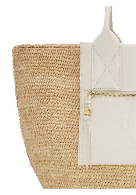 Borsa a spalla in raffia easy in beige e bianco Ganni - donna GANNI | A6824135