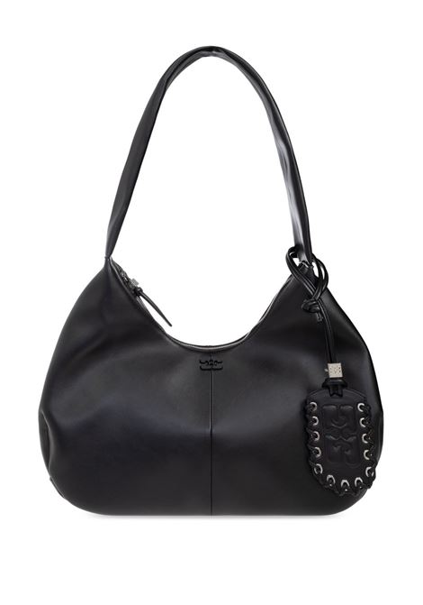 Borsa a spalla con placca logo Bou in nero Ganni - donna
