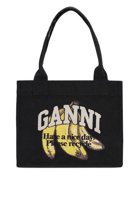 borsa tote con logo in nero Ganni - donna GANNI | A6897099