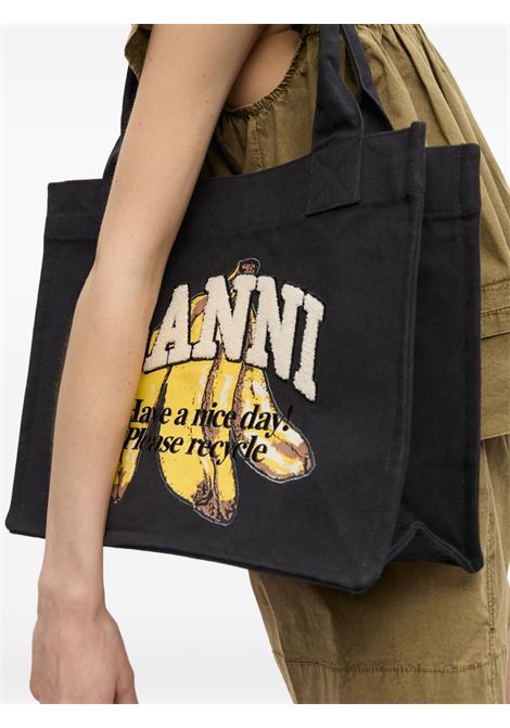 borsa tote con logo in nero Ganni - donna GANNI | A6897099