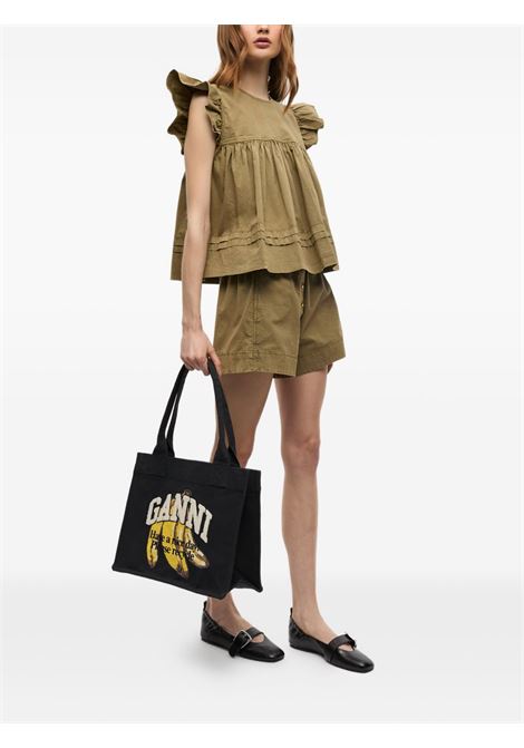 borsa tote con logo in nero Ganni - donna GANNI | A6897099