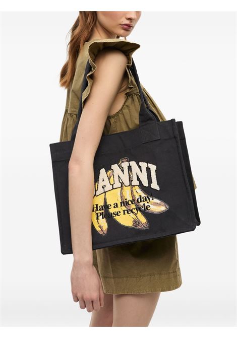 borsa tote con logo in nero Ganni - donna GANNI | A6897099