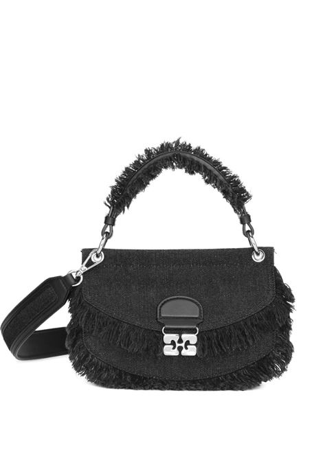 Borsa denim con logo in nero Ganni - donna