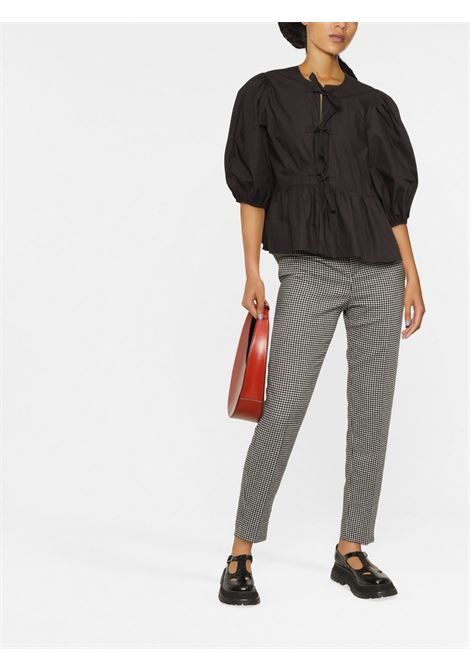 Black puff-sleeved peplum top - GANNI women GANNI | F7364099