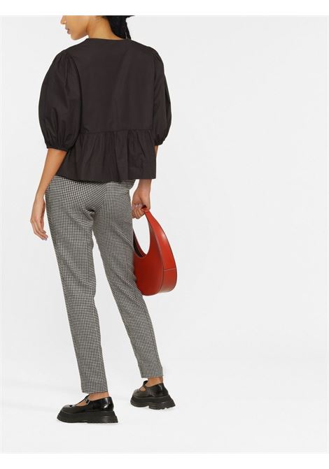 Black puff-sleeved peplum top - GANNI women GANNI | F7364099