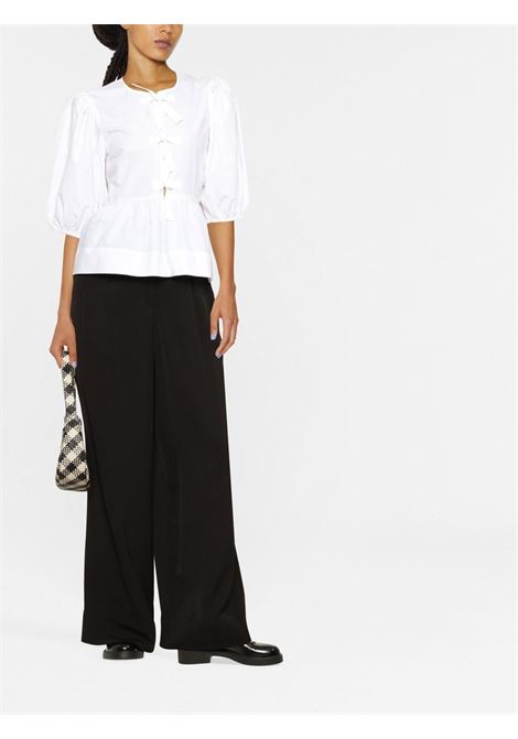 White organic-cotton peplum blouse Ganni - women GANNI | F7364151