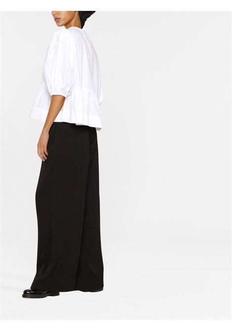 White organic-cotton peplum blouse Ganni - women GANNI | F7364151