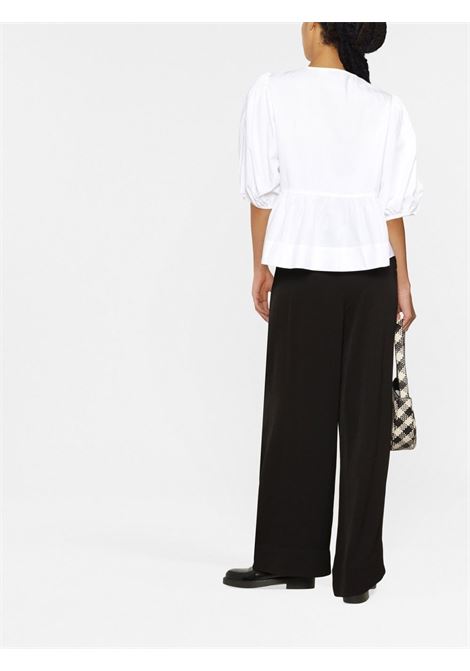 White organic-cotton peplum blouse Ganni - women GANNI | F7364151