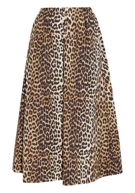 Multicolor leopard-print midi skirt Ganni - women GANNI | F9365943