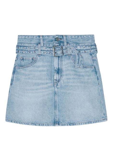Gonna deni con cintura in azzurro Ganni - donna