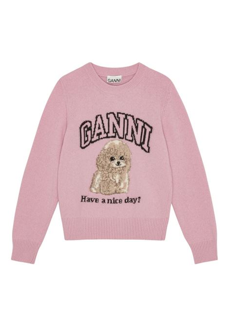 Pink Poodle-embroidery sweater Ganni - women GANNI | K2499868