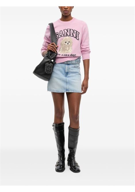 Pink Poodle-embroidery sweater Ganni - women GANNI | K2499868