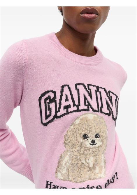 Pink Poodle-embroidery sweater Ganni - women GANNI | K2499868