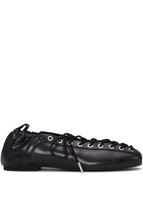 Black lace-up ballerina shoes Ganni - women