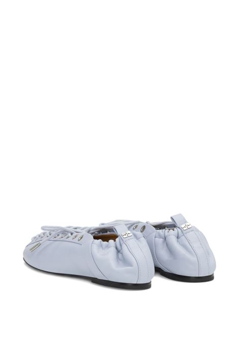Pastel blue lace-up ballerina flats Ganni - women GANNI | S3069175