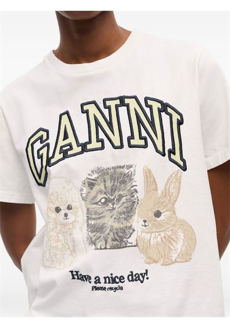 White logo-print T-shirt Ganni - women GANNI | T4237151