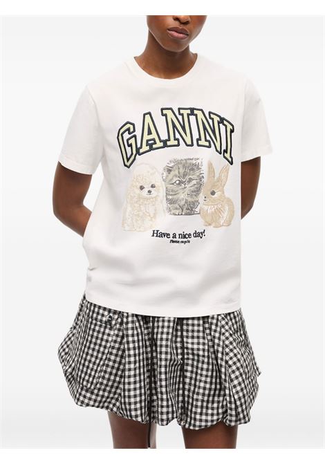 White logo-print T-shirt Ganni - women GANNI | T4237151
