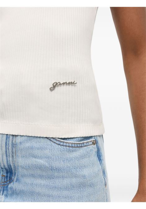 White ribbed tank top Ganni - women GANNI | T4266135