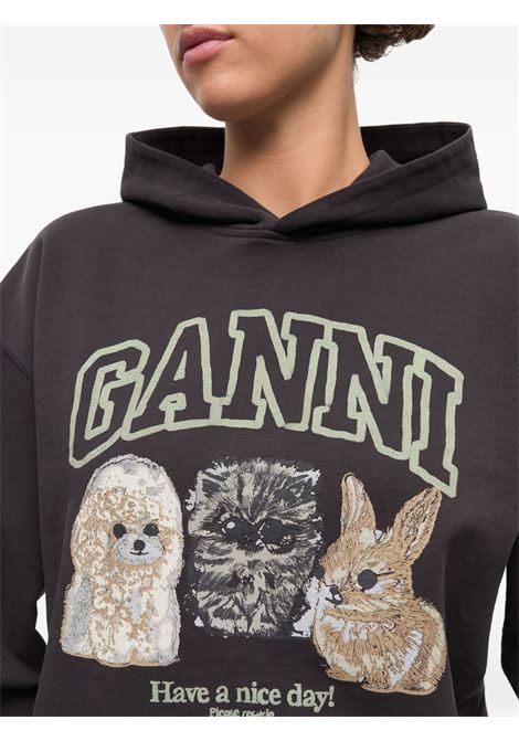 Black logo-print sweatshirt Ganni - women GANNI | T4270252