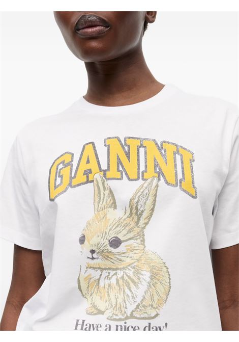 White Bunny-print T-shirt Ganni - women GANNI | T4273151