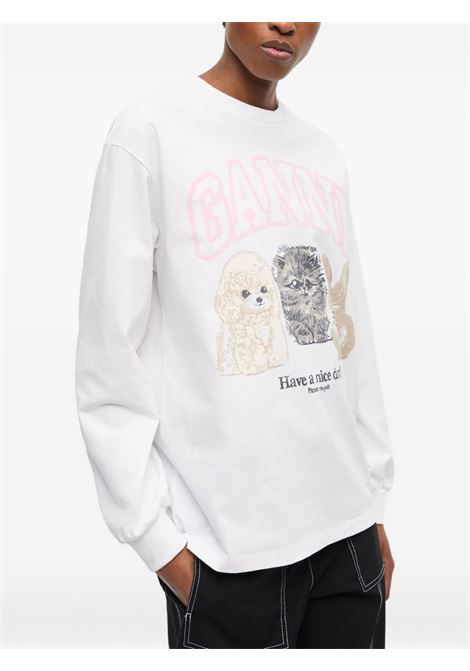 White logo-print sweatshirt Ganni - women GANNI | T4275151