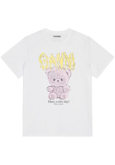 White printed T-shirt Ganni - women GANNI | T4289151