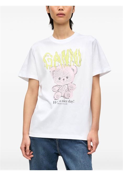 White printed T-shirt Ganni - women GANNI | T4289151