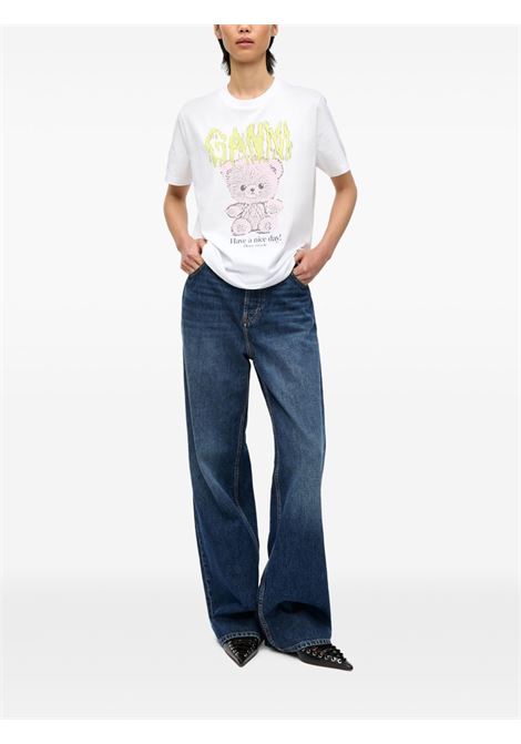 White printed T-shirt Ganni - women GANNI | T4289151