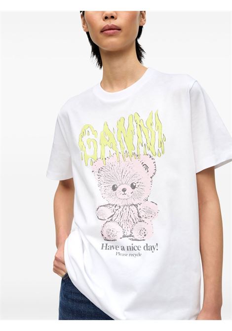 White printed T-shirt Ganni - women GANNI | T4289151