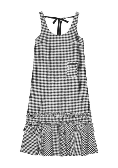 White and black gingham-print dress Ganni - women