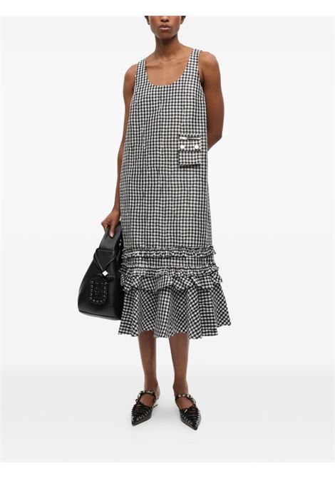 White and black gingham-print dress Ganni - women GANNI | W0463099