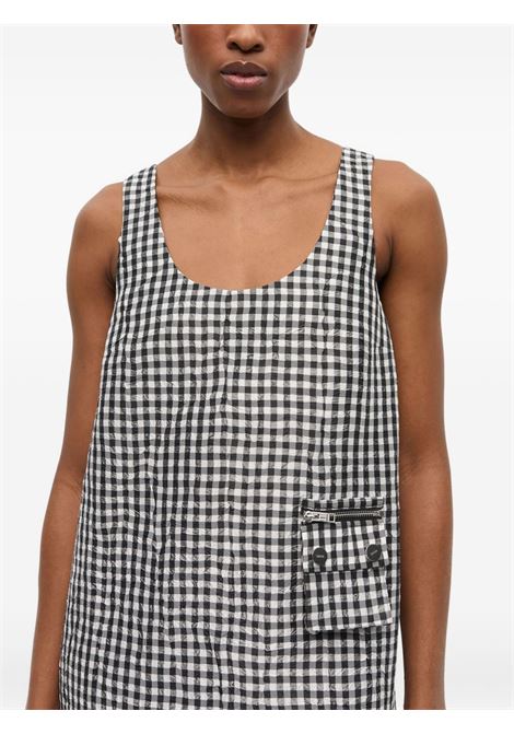 White and black gingham-print dress Ganni - women GANNI | W0463099