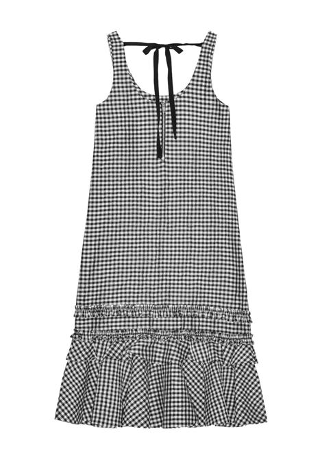 White and black gingham-print dress Ganni - women GANNI | W0463099