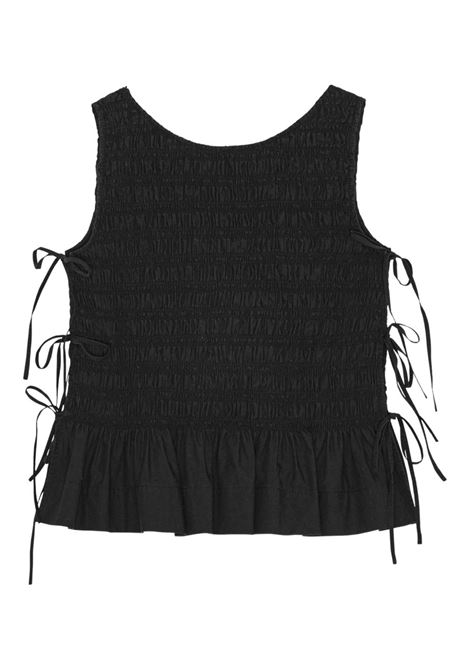 Black smocked peplum top Ganni - women GANNI | W0565099