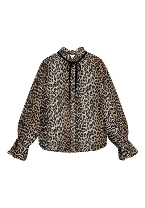 Brown leopard-print shirt Ganni - women GANNI | W0570943