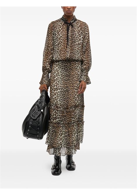 Brown leopard-print shirt Ganni - women GANNI | W0570943