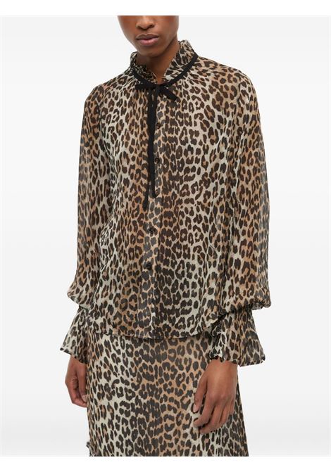 Brown leopard-print shirt Ganni - women GANNI | W0570943
