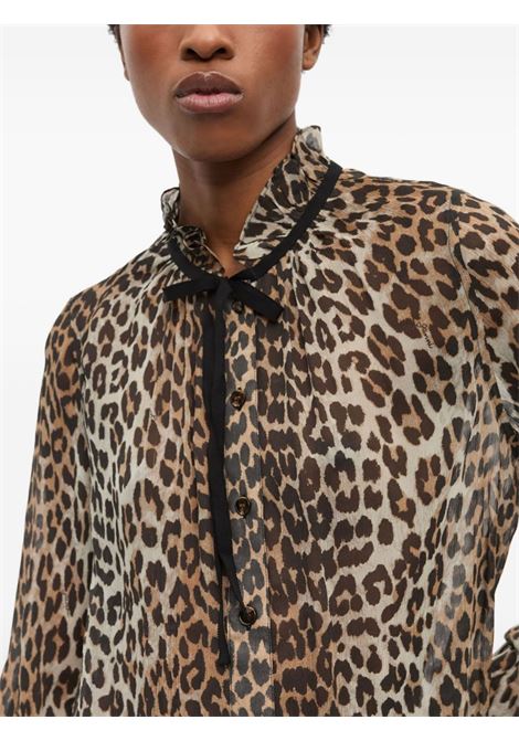 Brown leopard-print shirt Ganni - women GANNI | W0570943