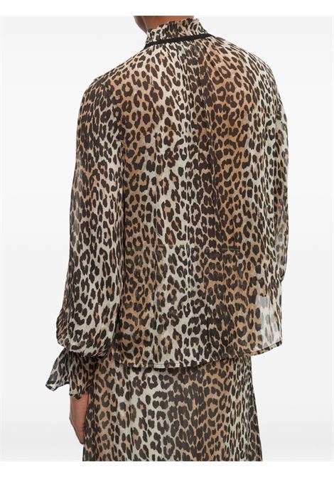 Brown leopard-print shirt Ganni - women GANNI | W0570943