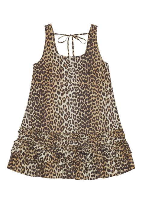 Brown leopard-print dress Ganni - women