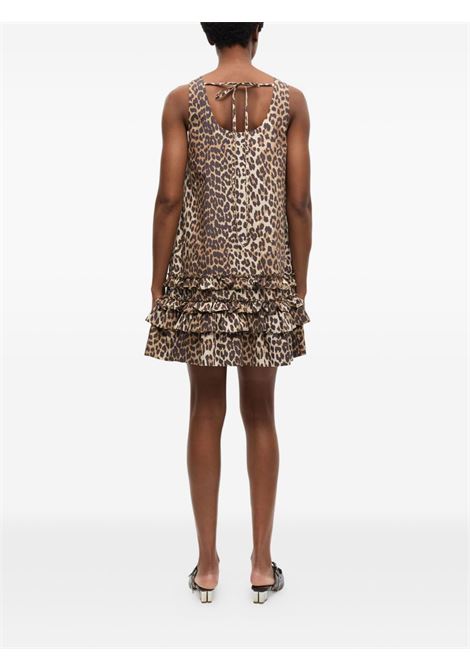 Brown leopard-print dress Ganni - women GANNI | W0906943