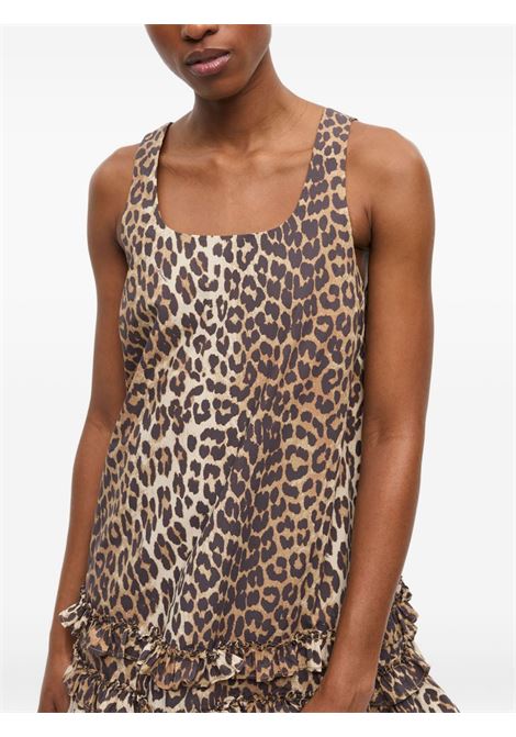 Brown leopard-print dress Ganni - women GANNI | W0906943