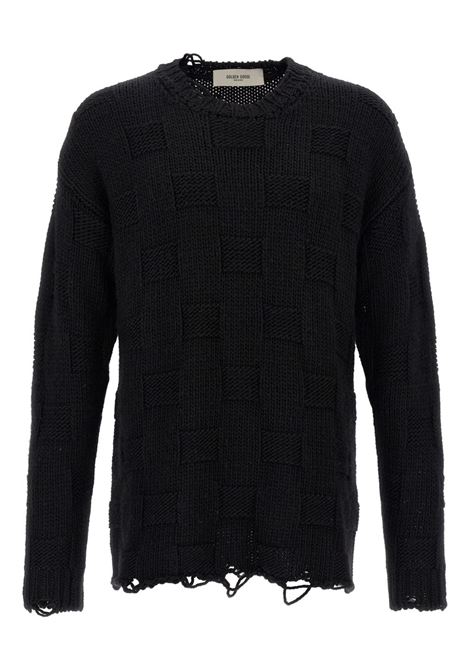 Black crew-neck distressed sweater Golden goose - men GOLDEN GOOSE | Sweaters | GMP01338P00210890100