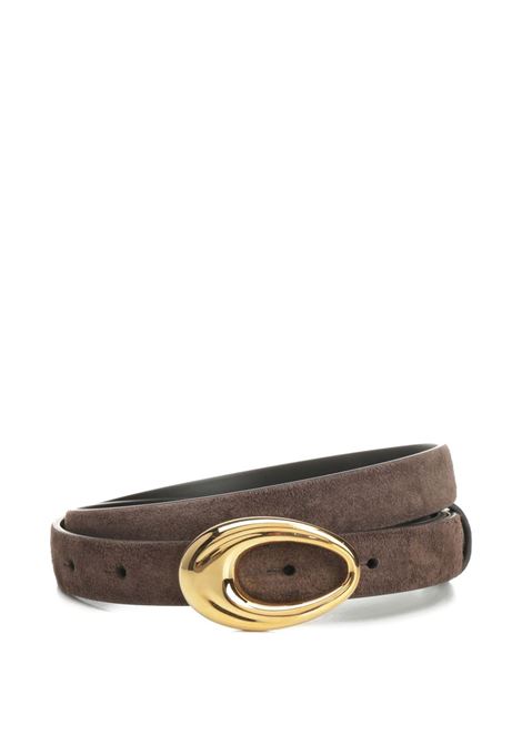 Brown oval-buckle suede belt Khaite - women KHAITE | 10088726735