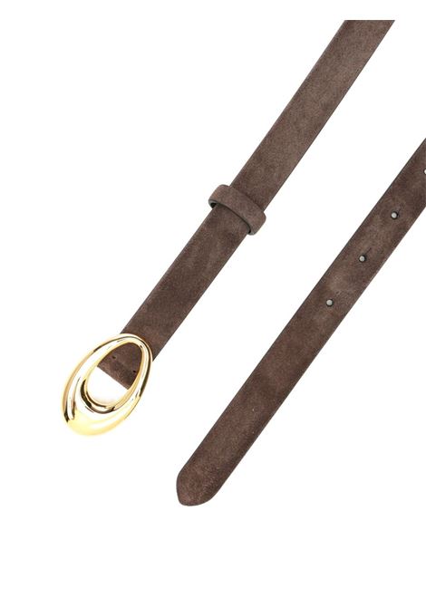 Brown oval-buckle suede belt Khaite - women KHAITE | 10088726735