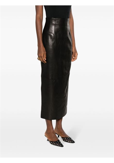 Gonna loxley in pelle nera khaite - donna KHAITE | 4108729200