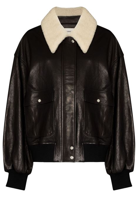 Black shearling-trim collar jacket khaite - women