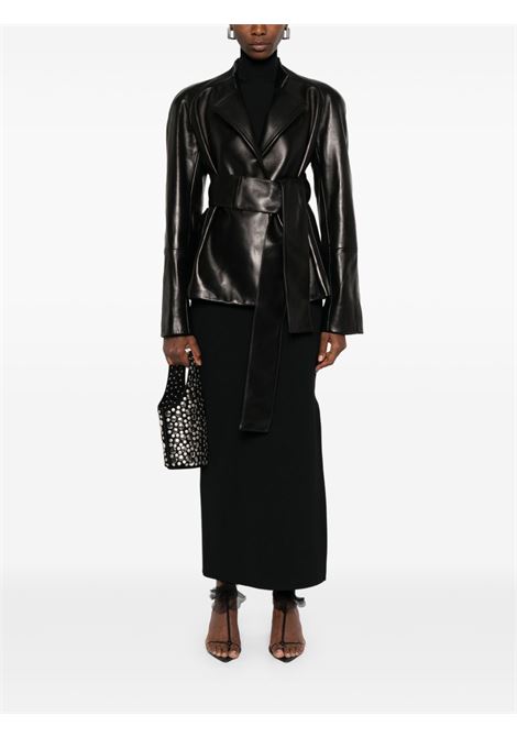 Black leather belted jacket Khaite - women KHAITE | 6181937200