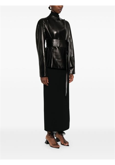 Black leather belted jacket Khaite - women KHAITE | 6181937200