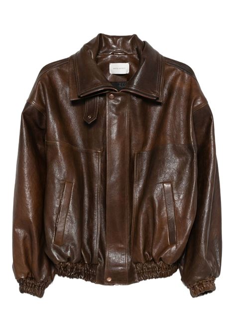Brown zip-up leather bomber jacket Magda butrym - women MAGDA BUTRYM | Outerwear | 298725BRWN